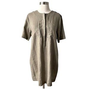 7115 by Szeki New York Taupe Linen Blend Short Sleeve Dress